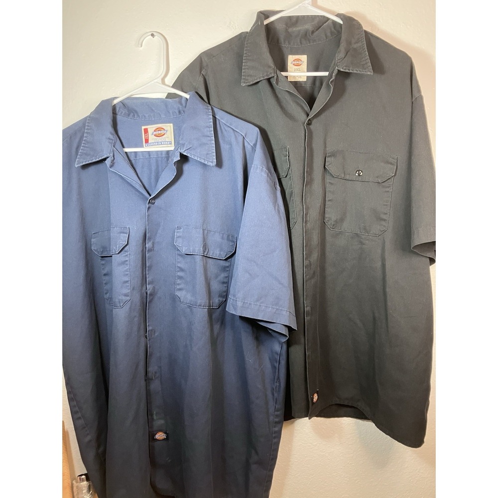 VTG Y2K Dickies Bundle Men's 2XL Button Short Sleeve Work Shirts 1 Navy 1 Black